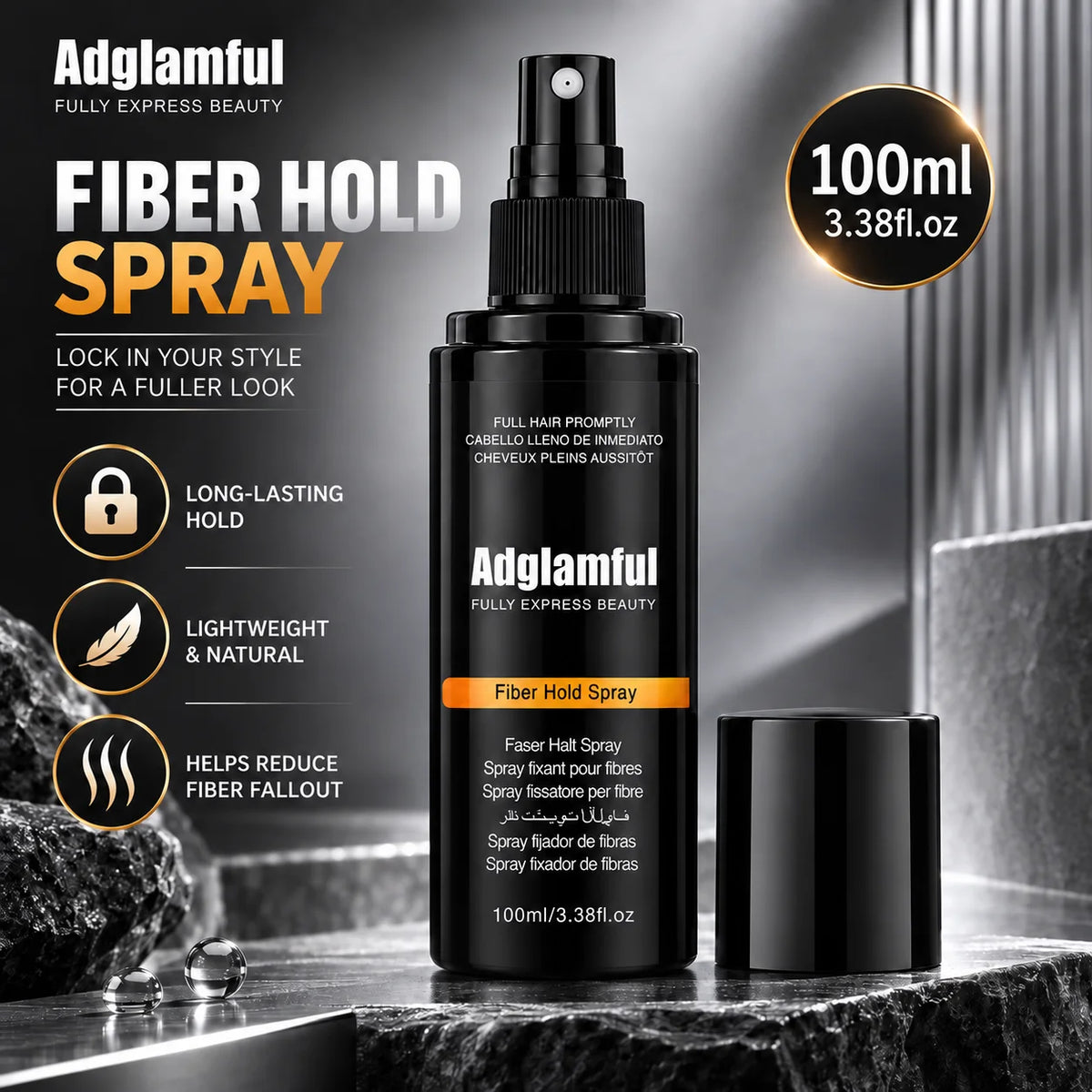 100ml Hair Fiber Hold Spray Long Lasting Lightweight Fixing Spray for Hair Building Fibers Natural Looking Finish Men Women