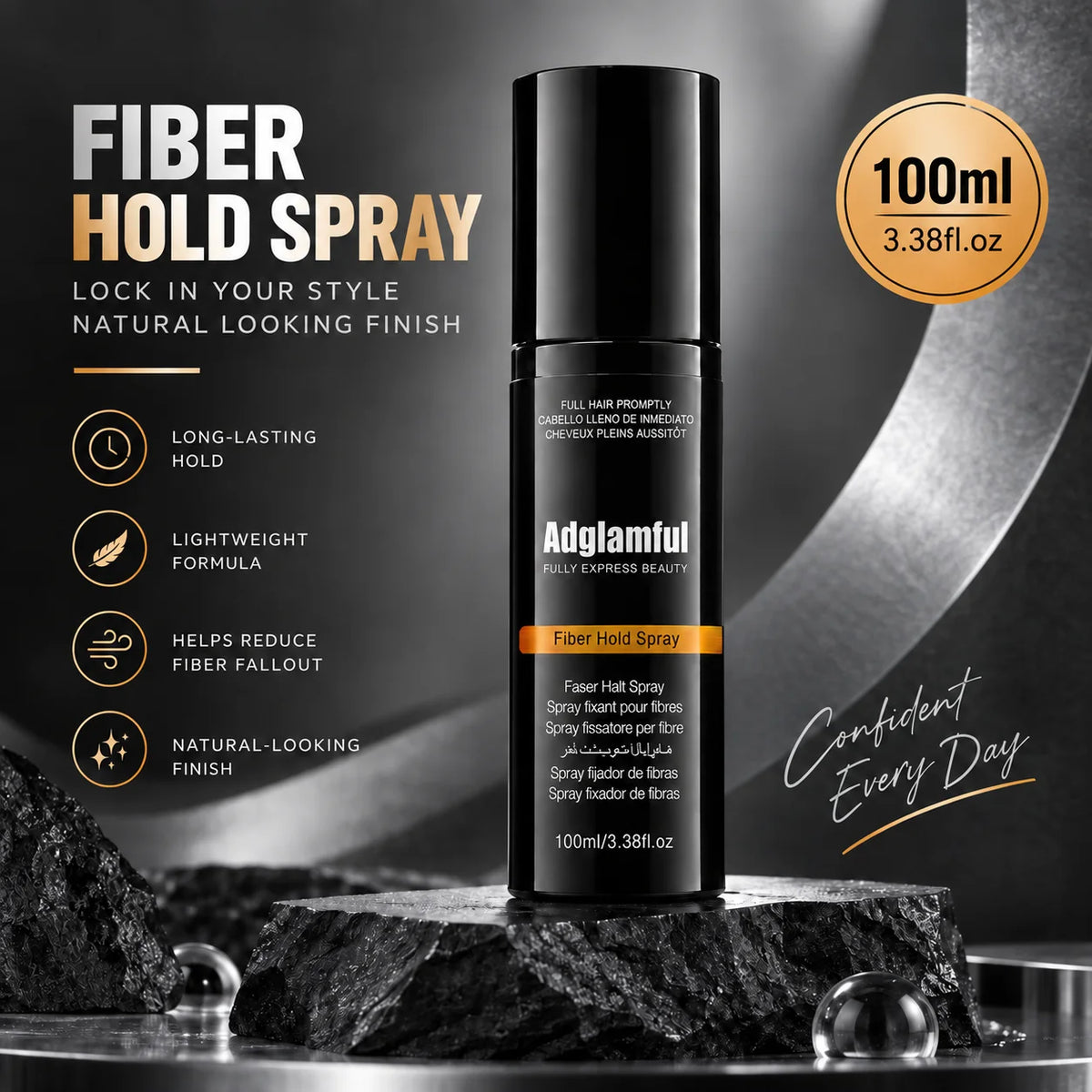 100ml Hair Fiber Hold Spray Long Lasting Lightweight Fixing Spray for Hair Building Fibers Natural Looking Finish Men Women