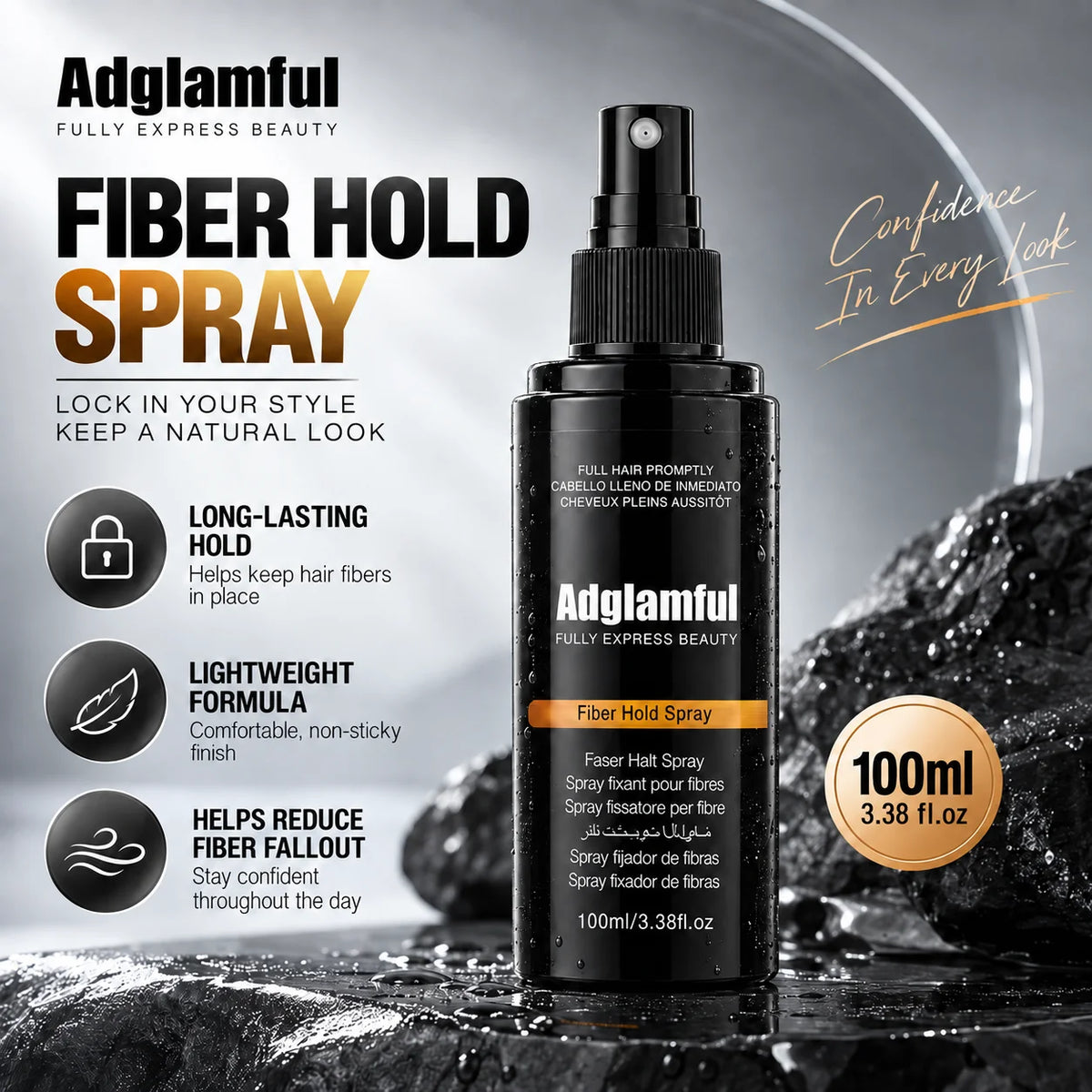 100ml Hair Fiber Hold Spray Long Lasting Lightweight Fixing Spray for Hair Building Fibers Natural Looking Finish Men Women