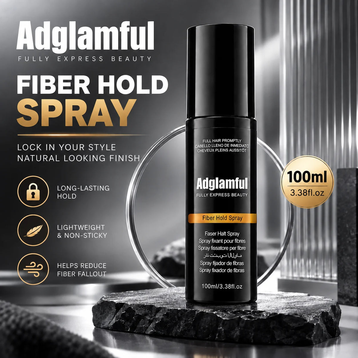 100ml Hair Fiber Hold Spray Long Lasting Lightweight Fixing Spray for Hair Building Fibers Natural Looking Finish Men Women