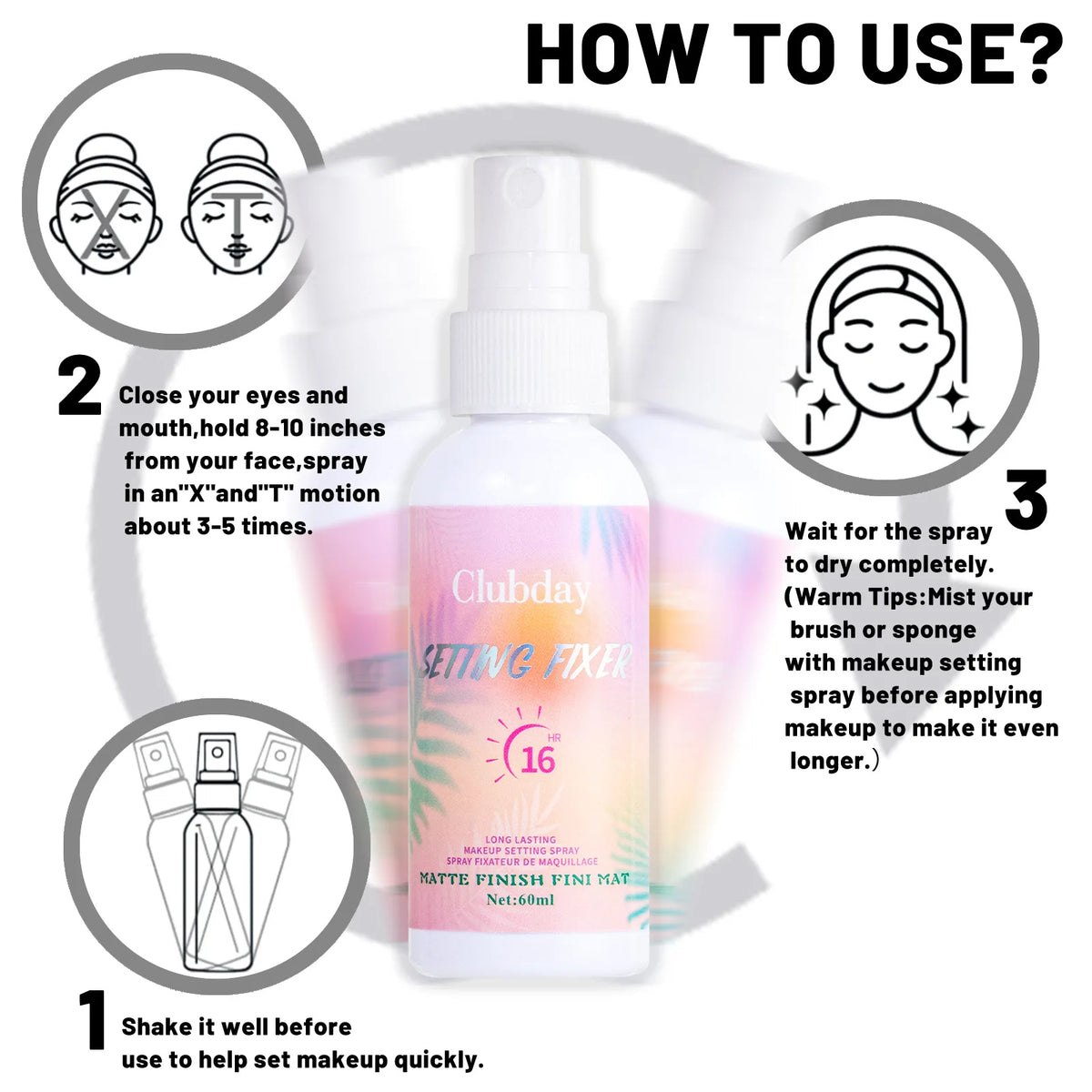 60ml Matte Setting Spray Lightweight Oil‑Control Long‑Lasting Natural Mist Finish Facial Makeup Cosmetics