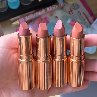 Hot Brand CT 7 colors Small Gold Tube Lipstick Pillow Talk Walk of No Shame Red Carpet Red Long Lasting Natural Lip Gloss Makeup