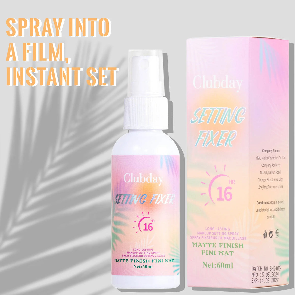60ml Matte Setting Spray Lightweight Oil‑Control Long‑Lasting Natural Mist Finish Facial Makeup Cosmetics