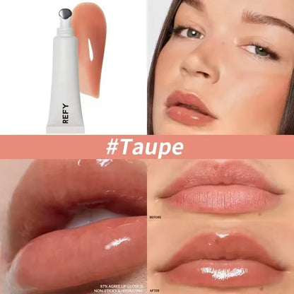 Fashion REFY 6 Colors Lip Gloss with Hyaluronic Acid Nonstick Long-lasting Smooths Lips Nourishing Hydrating Lip Care Cosmetics