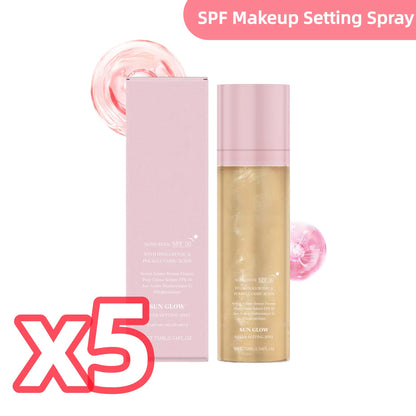 SPF Makeup Setting Spray Hydrating Glow Finish Waterproof Lightweight Non Greasy Lasting Makeup-Friendly Sunscreen Setting Mist