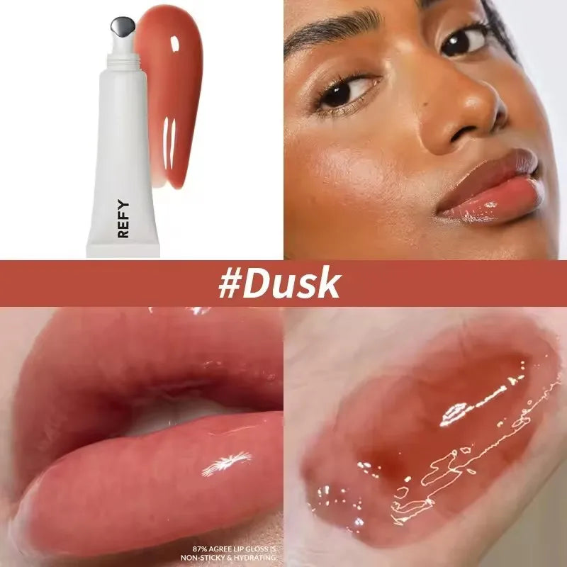 Fashion REFY 6 Colors Lip Gloss with Hyaluronic Acid Nonstick Long-lasting Smooths Lips Nourishing Hydrating Lip Care Cosmetics