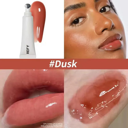 Fashion REFY 6 Colors Lip Gloss with Hyaluronic Acid Nonstick Long-lasting Smooths Lips Nourishing Hydrating Lip Care Cosmetics