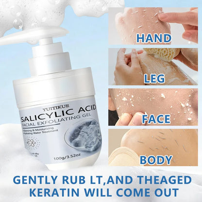 YUITIKUE Salicylic Acid Exfoliating Gel - Gentle Cleansing &amp; Moisturizing, Removes Dead Skin for Face &amp; Body, 100g
