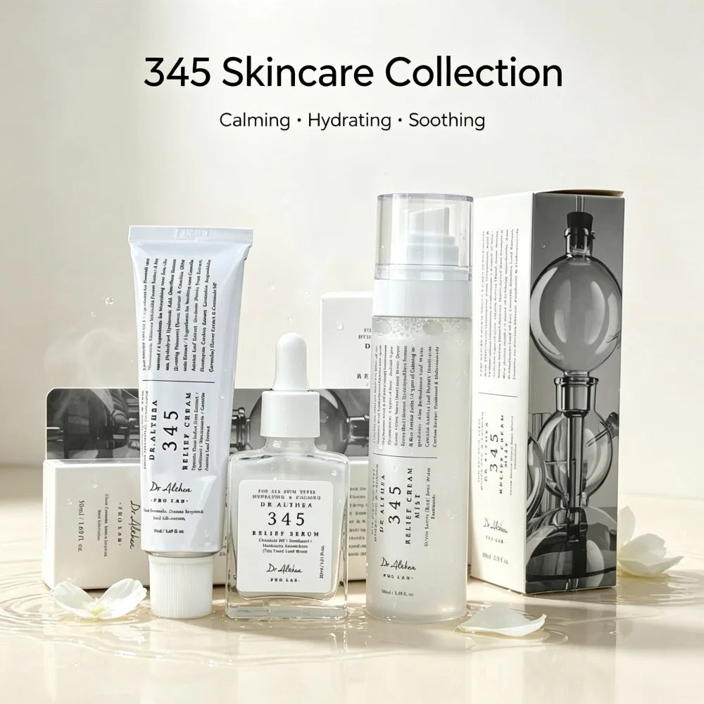 Dr.Althea 345 Complete 3-Step Skincare Routine Set Serum Cream Facial Mist Fragrance Free Calming Hydrating Facial Skin Care Kit
