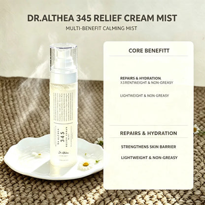 Dr.Althea 345 Complete 3-Step Skincare Routine Set Serum Cream Facial Mist Fragrance Free Calming Hydrating Facial Skin Care Kit