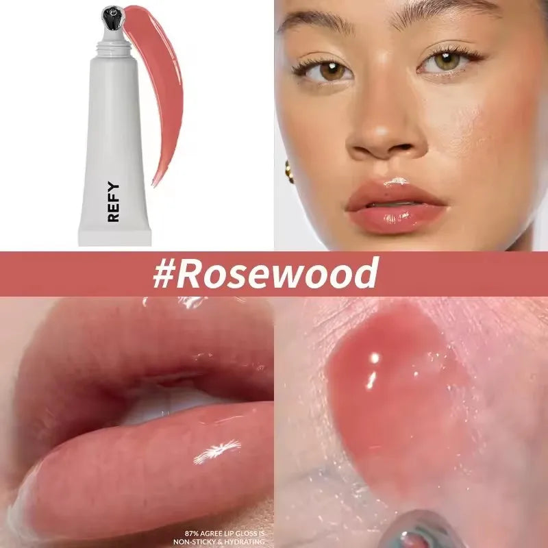 Fashion REFY 6 Colors Lip Gloss with Hyaluronic Acid Nonstick Long-lasting Smooths Lips Nourishing Hydrating Lip Care Cosmetics